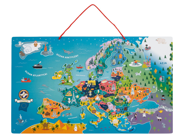 Pełny ekran: Playtive Drewniana mapa świata lub Europy z magnetycznymi puzzlami, 95 elementów - zdjęcie 3