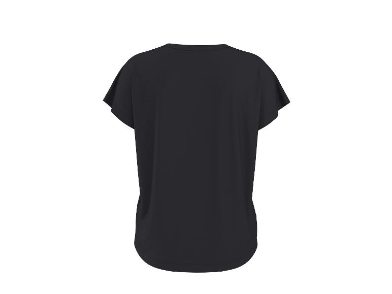 Czarny T-shirt z krótkim rękawem i okrągłym dekoltem, widok z tyłu