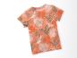 Koszulka dziecięca, tropikalny wzór, pomarańczowe i zielone liście.