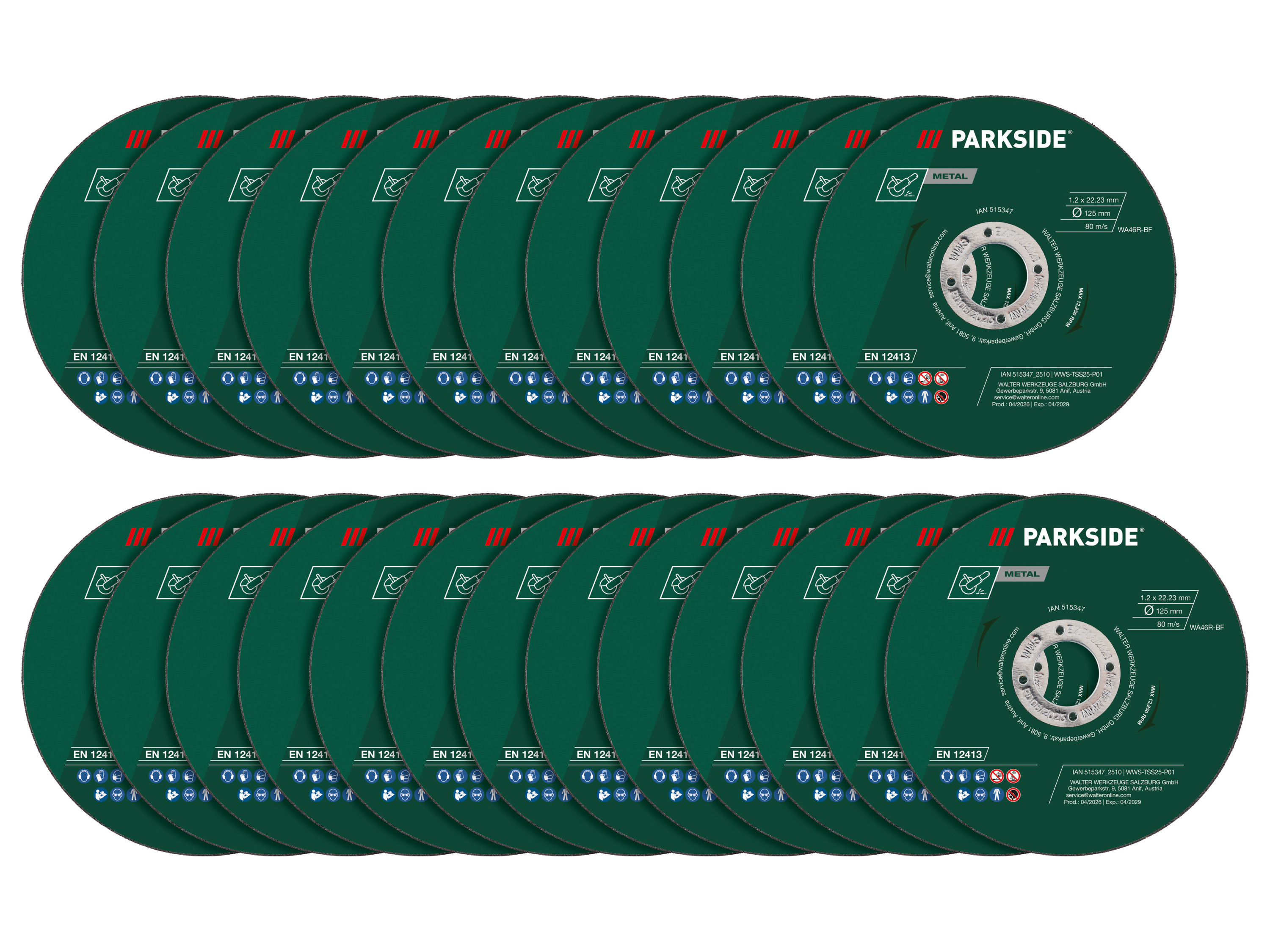 PARKSIDE® Tarcze do cięcia metalu / nakrętka szybkomocująca do szlifierki kątowej (zestaw tarcz tnących 25 szt.)
