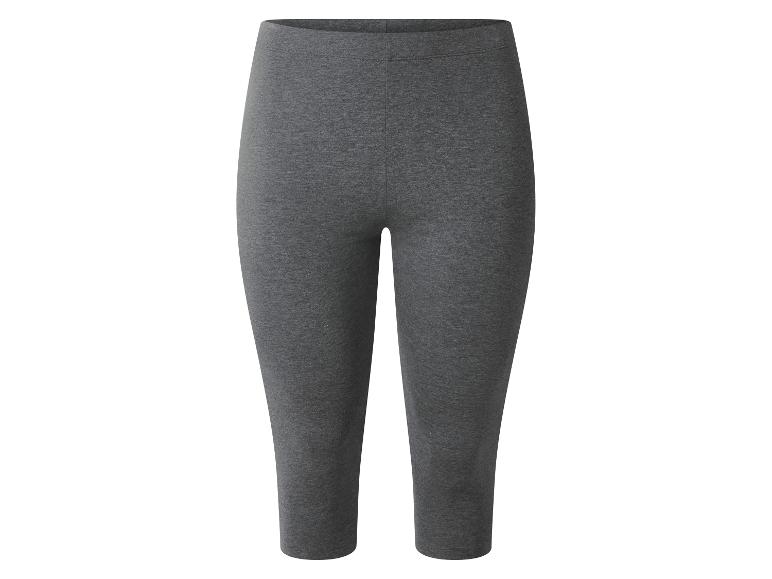 Ciemnoszare legginsy capri z elastycznego materiału.