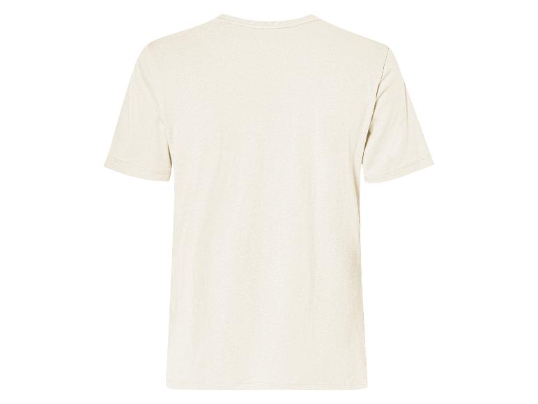 Jasny beżowy t-shirt, widok z tyłu.