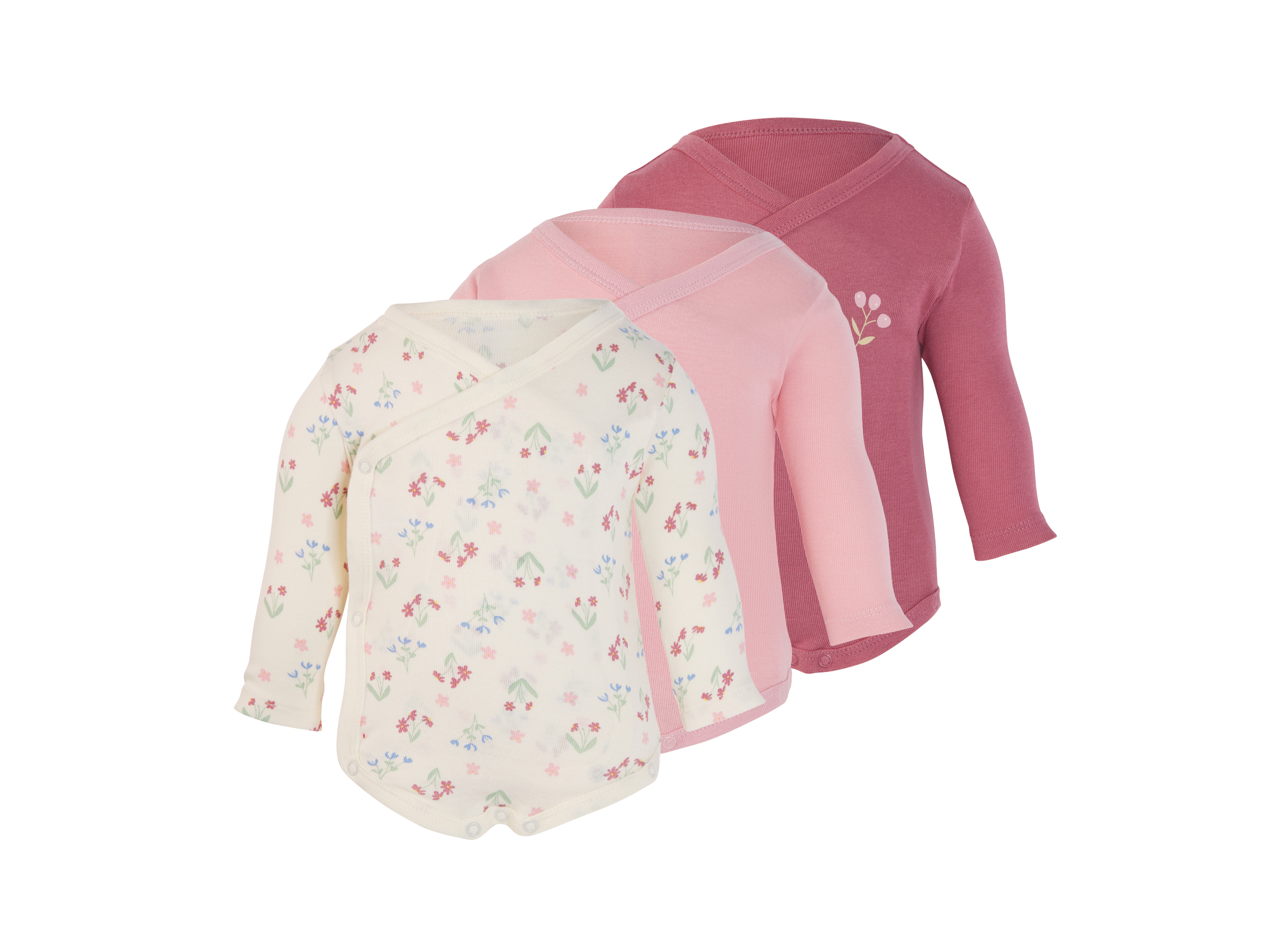 LUPILU® Body niemowlęce, 3 sztuki (Różowy/ciemnoróżowy, 74/80)