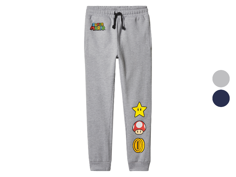 Szare dresowe spodnie Super Mario dla dzieci.