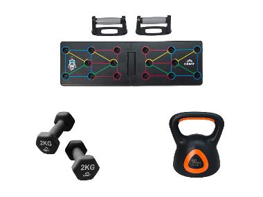 CRIVIT Deska do pompek, zestaw hantli lub kettlebell