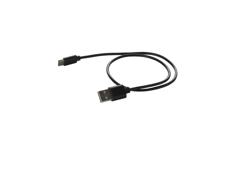 Czarny kabel ładujący USB-A do USB-C na białym tle.