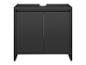 Czarna szafka łazienkowa z dwoma drzwiczkami i wycięciem na syfon