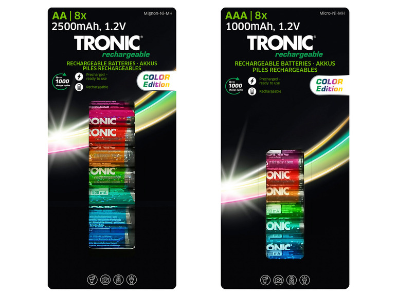 Pełny ekran: TRONIC® Akumulatorki Ni-MH Ready 2 Use Color, 8 sztuk - zdjęcie 1