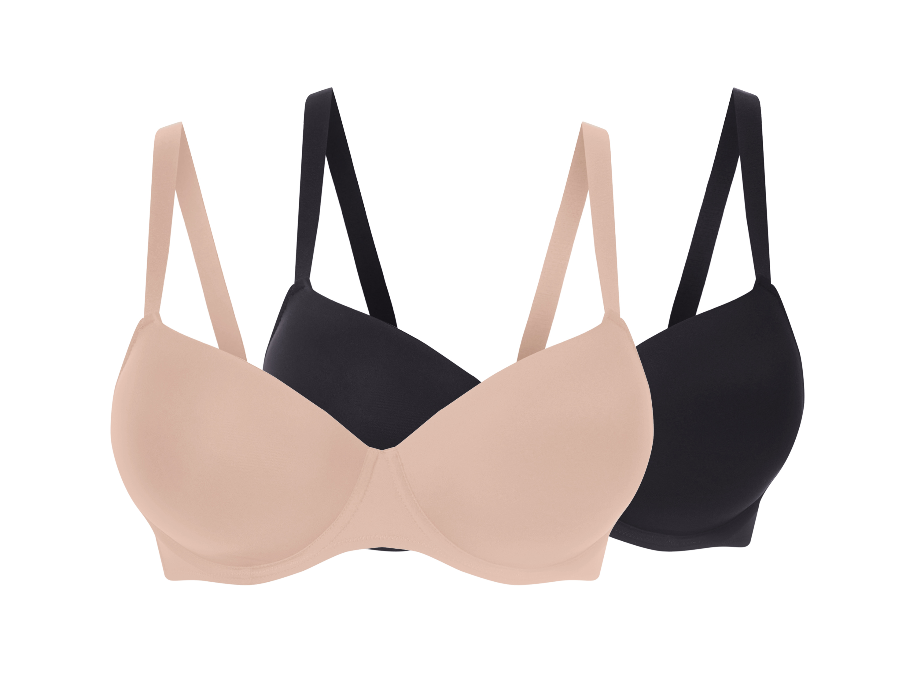 ESMARA® Biustonosz z fiszbinami damski, 2 sztuki (Czarny/ beżowy, 95D)