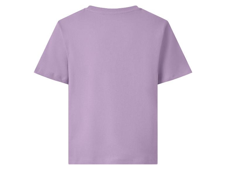 Prosty fioletowy T-shirt z krótkim rękawem, widok z tyłu