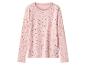Różowa koszulka z długim rękawem w ciemne kropki.