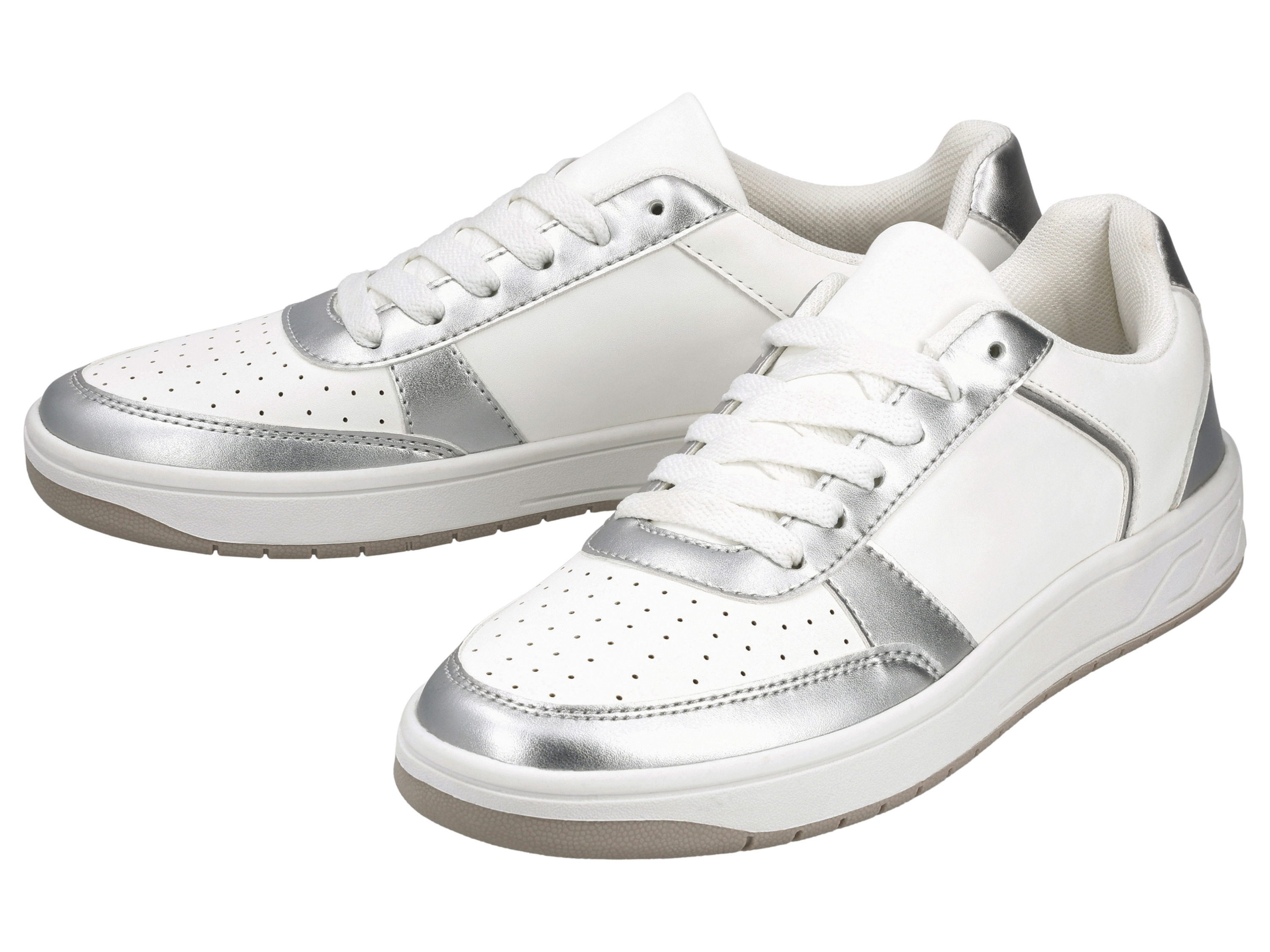 esmara® Buty sneakersy damskie (Srebrny/biały, 37)