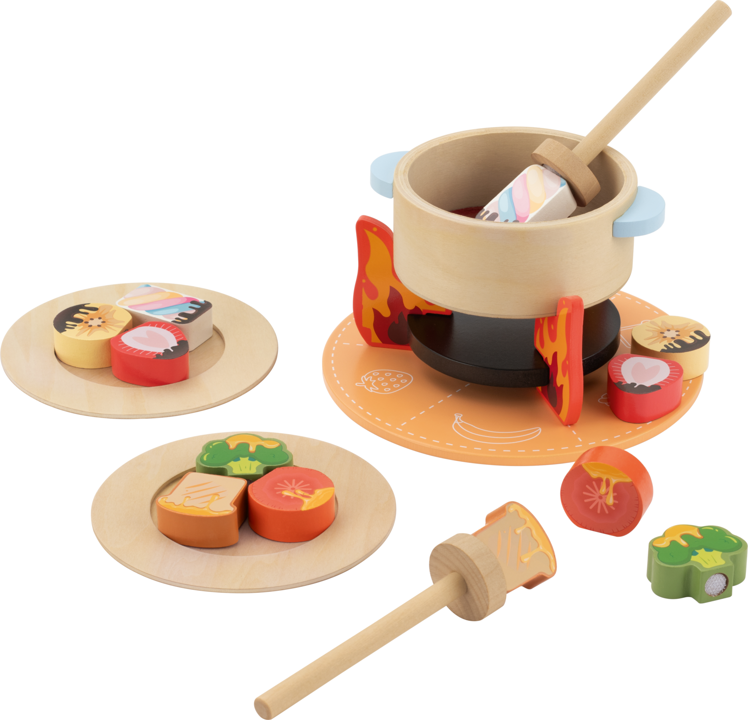 LUPILU® Drewniane artykuły spożywcze do zabawy (Fondue czekoladowo-serowe)