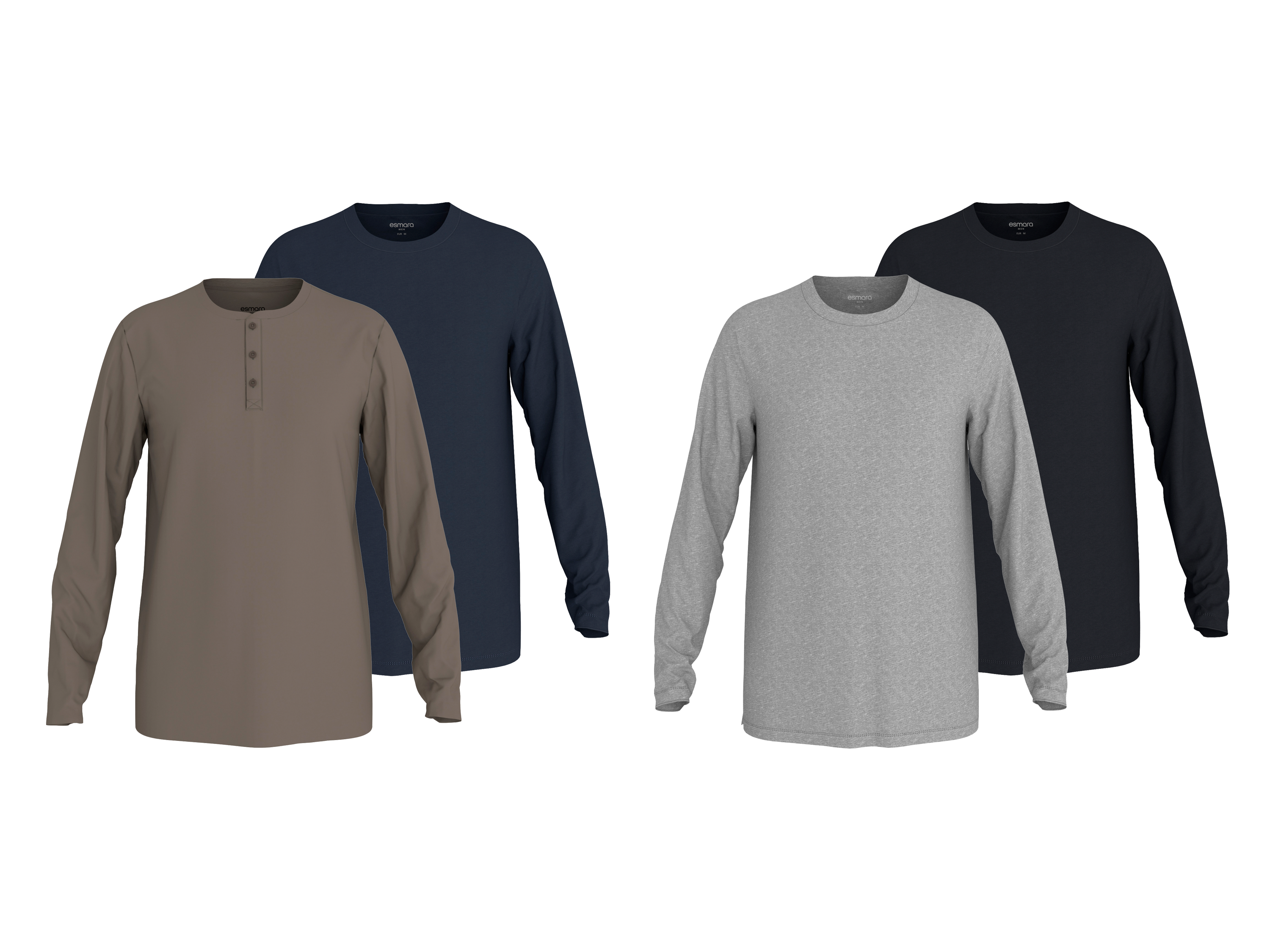 ESMARA MEN Koszulki męskie z długim rękawem, 2 sztuki