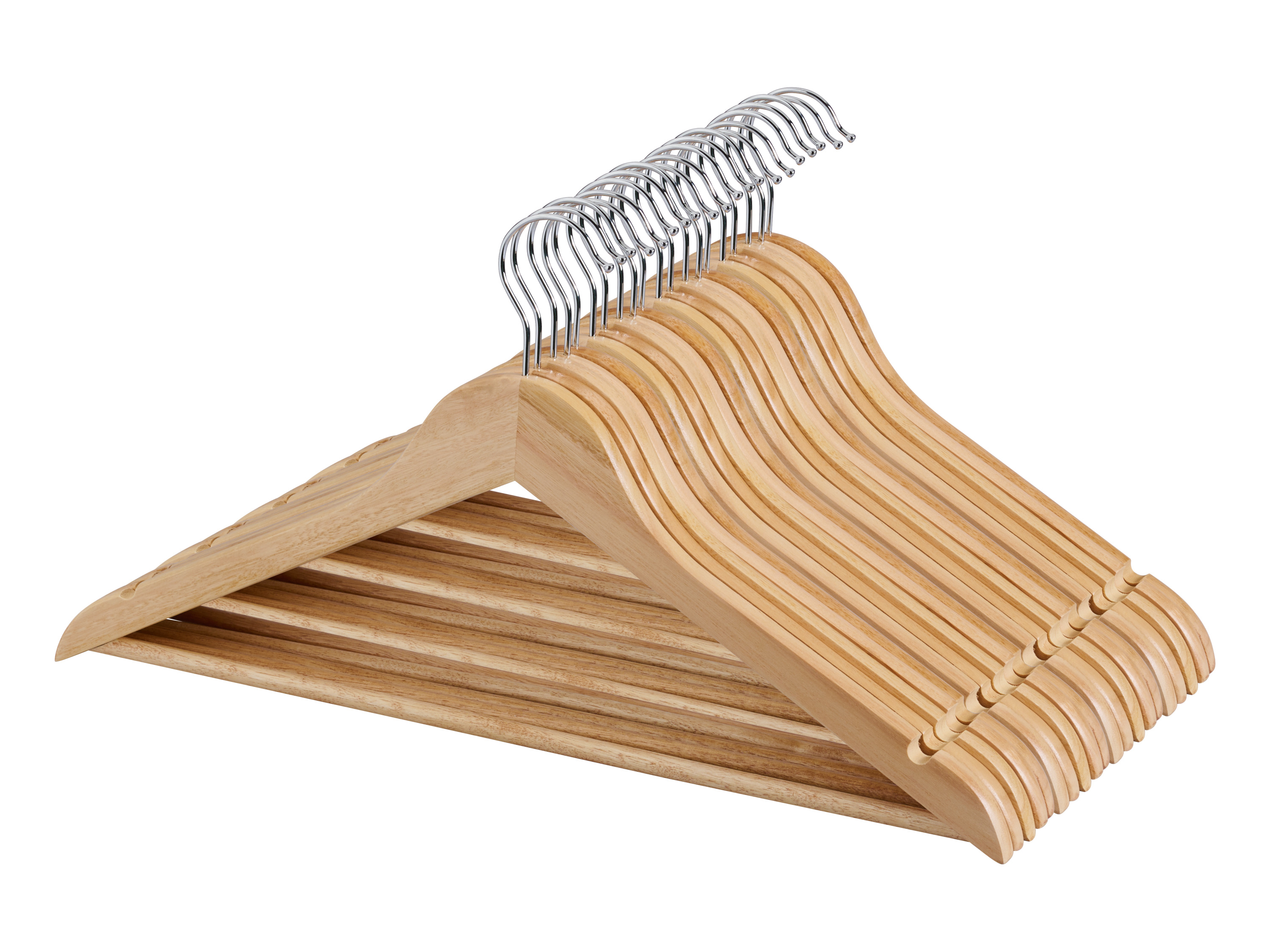 W5 Zestaw 20 drewnianych wieszaków na ubrania (Naturalny)