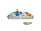 Składana mata edukacyjna dla niemowląt w kolorowe wzory patchwork.