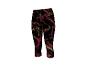 Damskie legginsy 3/4 z abstrakcyjnym wzorem w kolorach czarnym, czerwonym i zielonym.