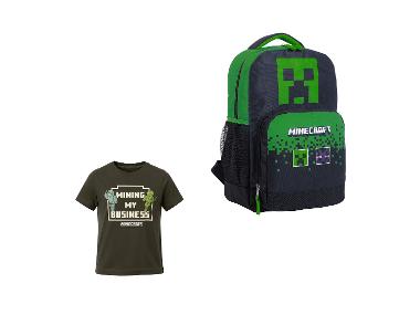 Zestaw szkolny dla dzieci z kolekcji Minecraft: plecak Creeper i t-shirt 122/128