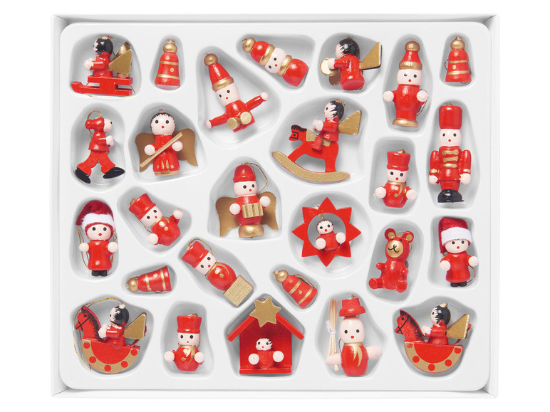Pełny ekran: LIVARNO home Zestaw dekoracji świątecznych na choinkę z drewna, 26 sztuk - zdjęcie 5