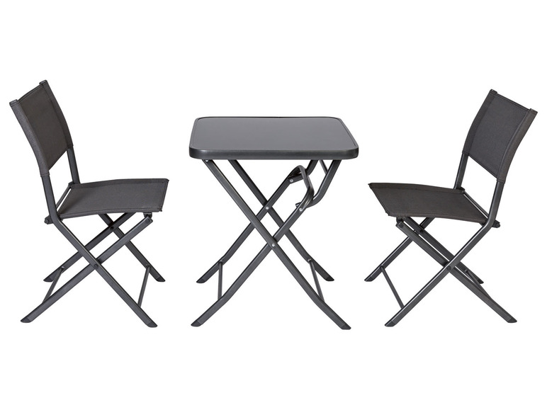 Pełny ekran: LIVARNO home Aluminiowy zestaw balkonowy Houston, stolik i 2 krzesła, czarny/ antracyt - zdjęcie 3