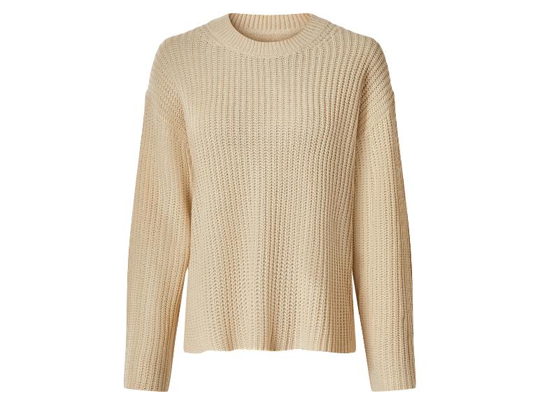 Beżowy sweter z dzianiny z okrągłym dekoltem