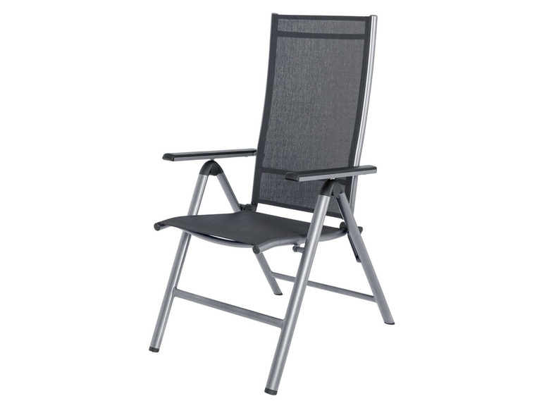 Pełny ekran: LIVARNO HOME Zestaw 2 składanych krzeseł aluminiowych Houston, srebrny/ szary - zdjęcie 2