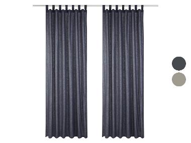 LIVARNO home Komplet 2 zasłon z lnem i bawełną, 135 x 240 cm
