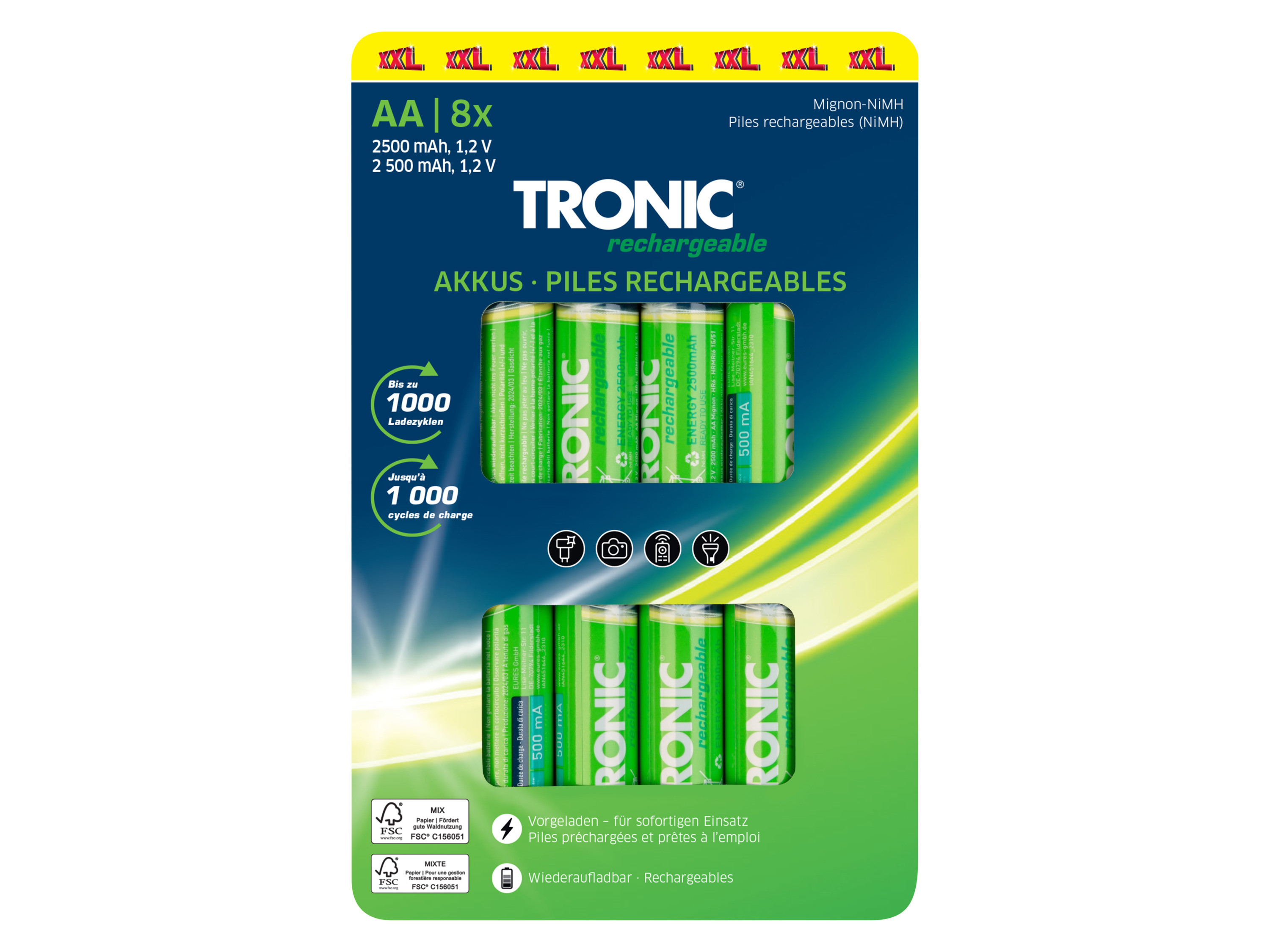 TRONIC® Zestaw 8 akumulatorków (AA)