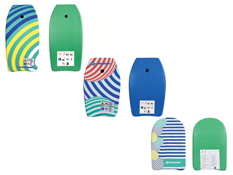 Bodyboardy Schildkröt w różnych kolorach i wzorach.