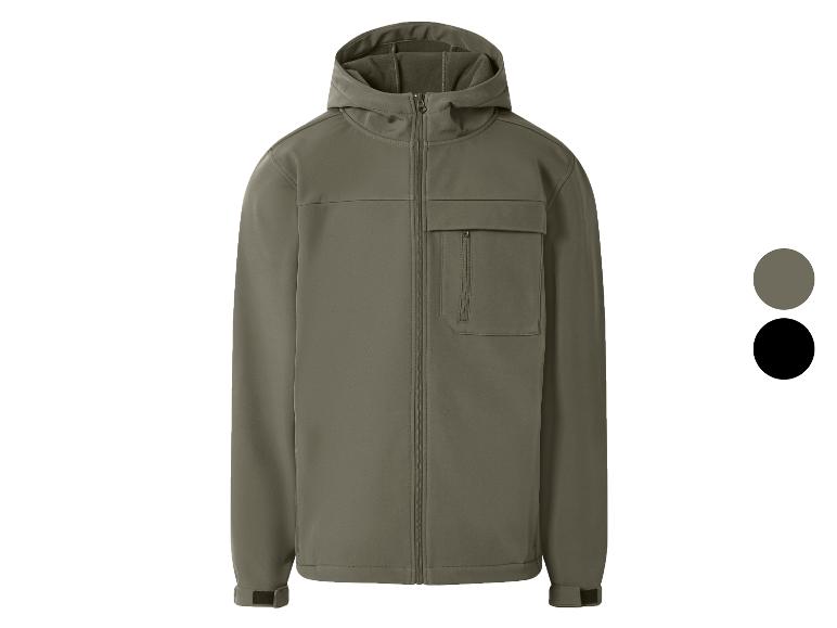 Męska kurtka softshell z kapturem w kolorze oliwkowym i czarnym