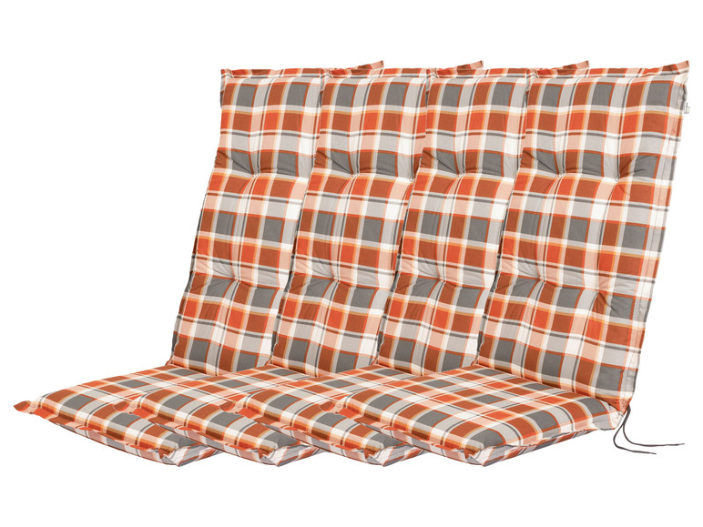 Pełny ekran: LIVARNO home Zestaw 4 poduszek na krzesła z wysokim oparciem, pomarańczowa kratka - zdjęcie 1