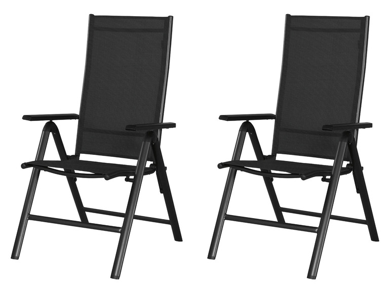 Pełny ekran: LIVARNO home Zestaw 2 składanych krzeseł aluminiowych Houston, czarny/ antracyt - zdjęcie 1