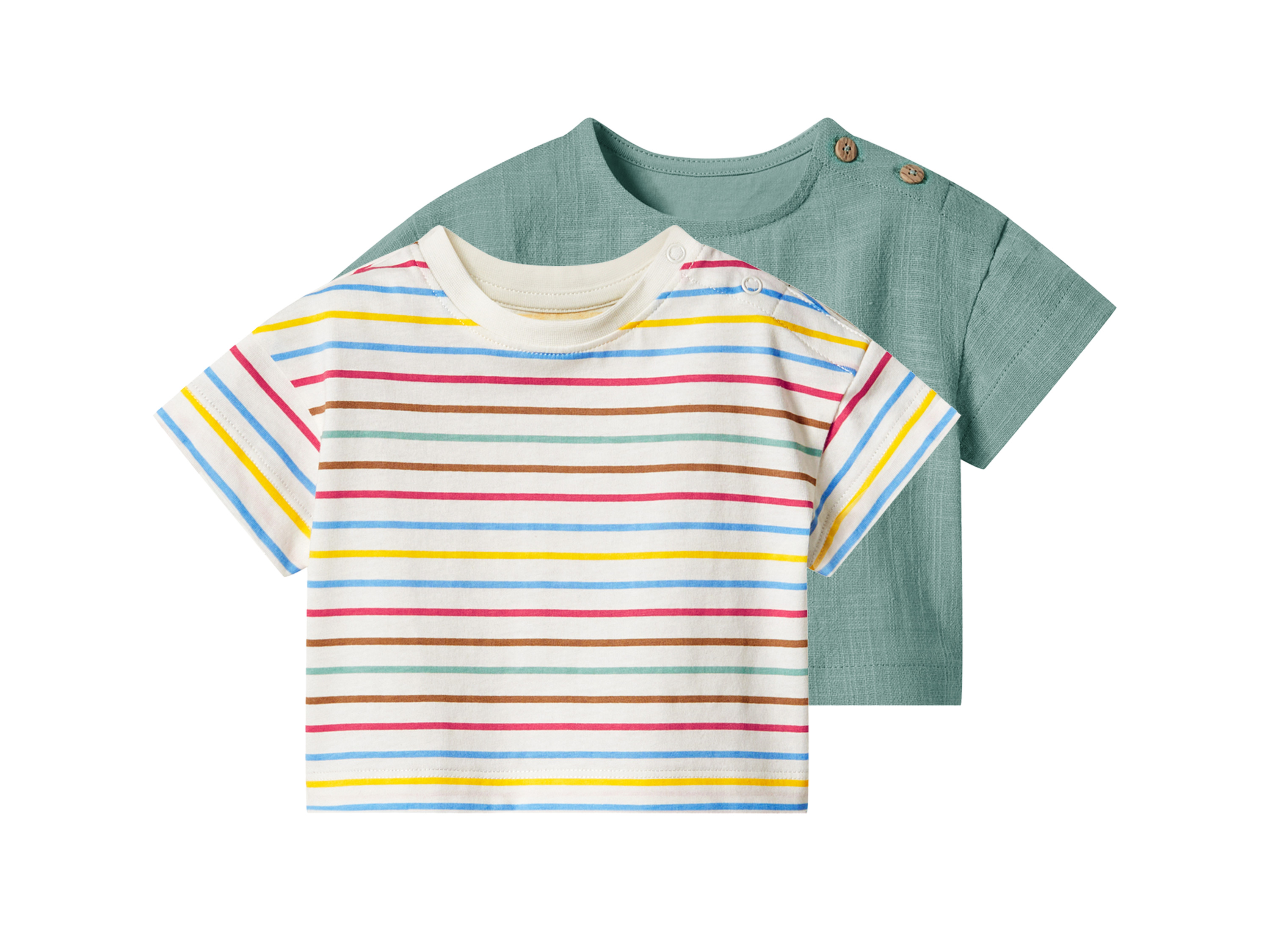 lupilu® T-shirty niemowlęce z bawełny, 2 sztuki (W paski, 62/68)