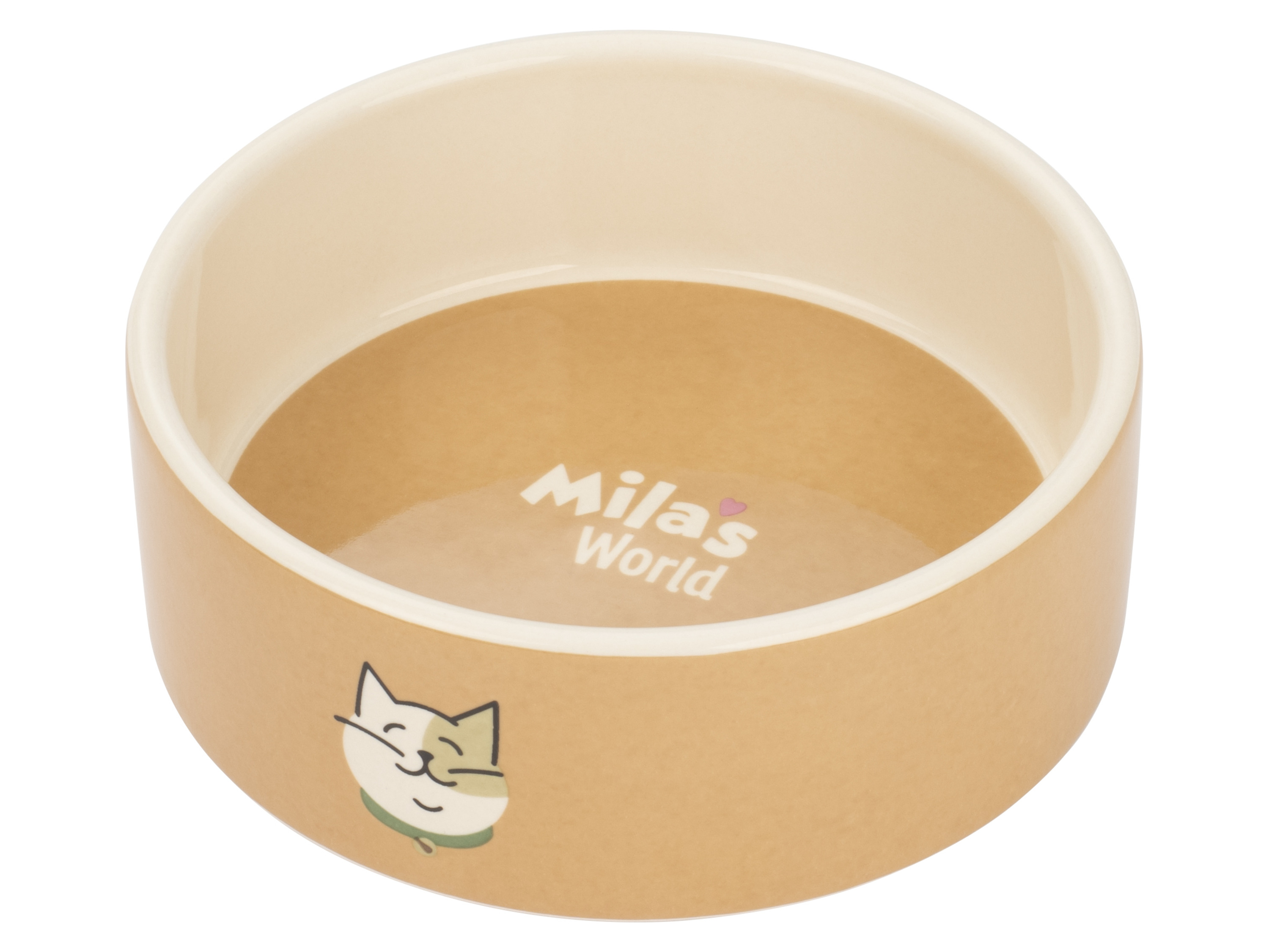 MAX & MILA'S WORLD Miska na pokarm dla kota (Beżowa miska ceramiczna)