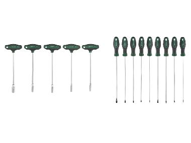 PARKSIDE® Zestaw kluczy nasadowych z uchwytem typu T, 5-cz. / Zestaw wkrętaków długich, 9-cz.
