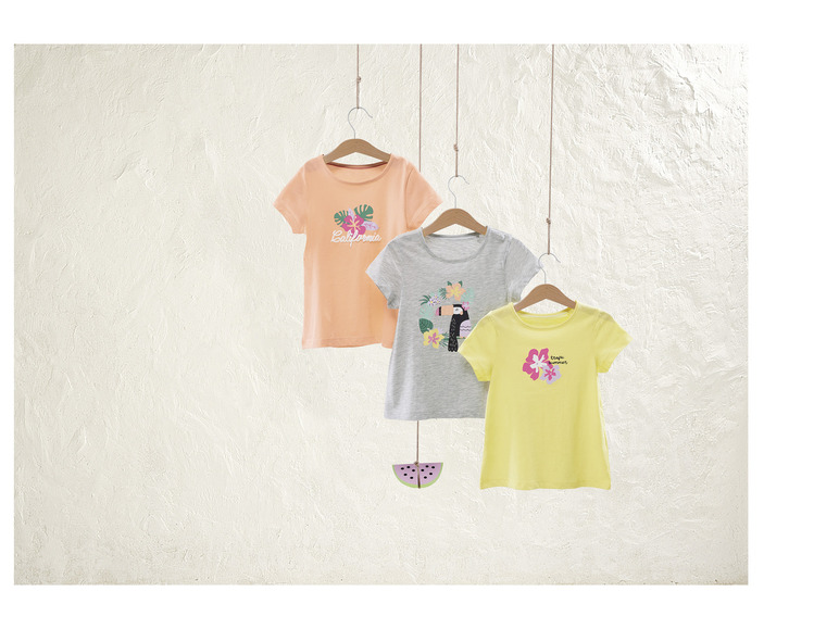 Pełny ekran: lupilu® T-shirty dziewczęce z bawełną, 3 sztuki - zdjęcie 3