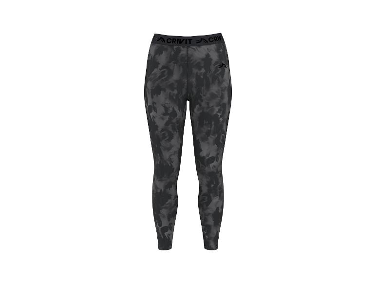 Damskie legginsy sportowe w szaro-czarny wzór moro