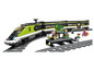 LEGO pociąg z zielonym pociągiem dużych prędkości i peronem.