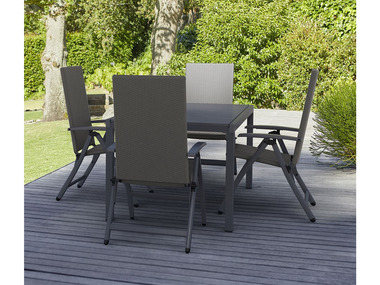 Livarno Home Zestaw plecionych mebli ogrodowych Valencia (stół + 4 krzesła składane), szary