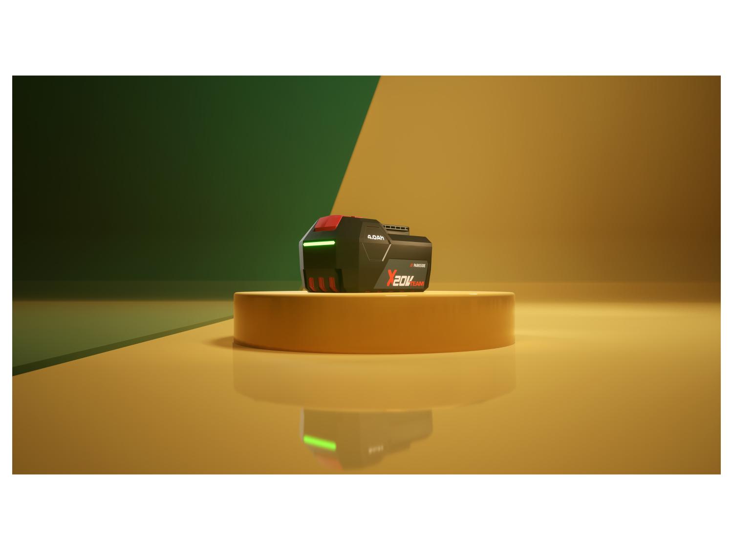 Чорно - red color battery for electric battery подіумі із зелено-жовтим фоном.