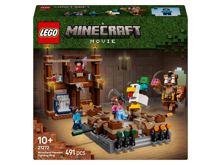 Zestaw klocków do budowania Minecraft Movie Woodland Mansion Fighting Ring, 491 elementów, dla dzieci 10+