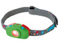 Zielona latarka czołowa dla dzieci z rakietowym wzorem