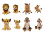 Pluszowe zabawki z Króla Lwa, w tym Simba, Pumbaa i Timon.
