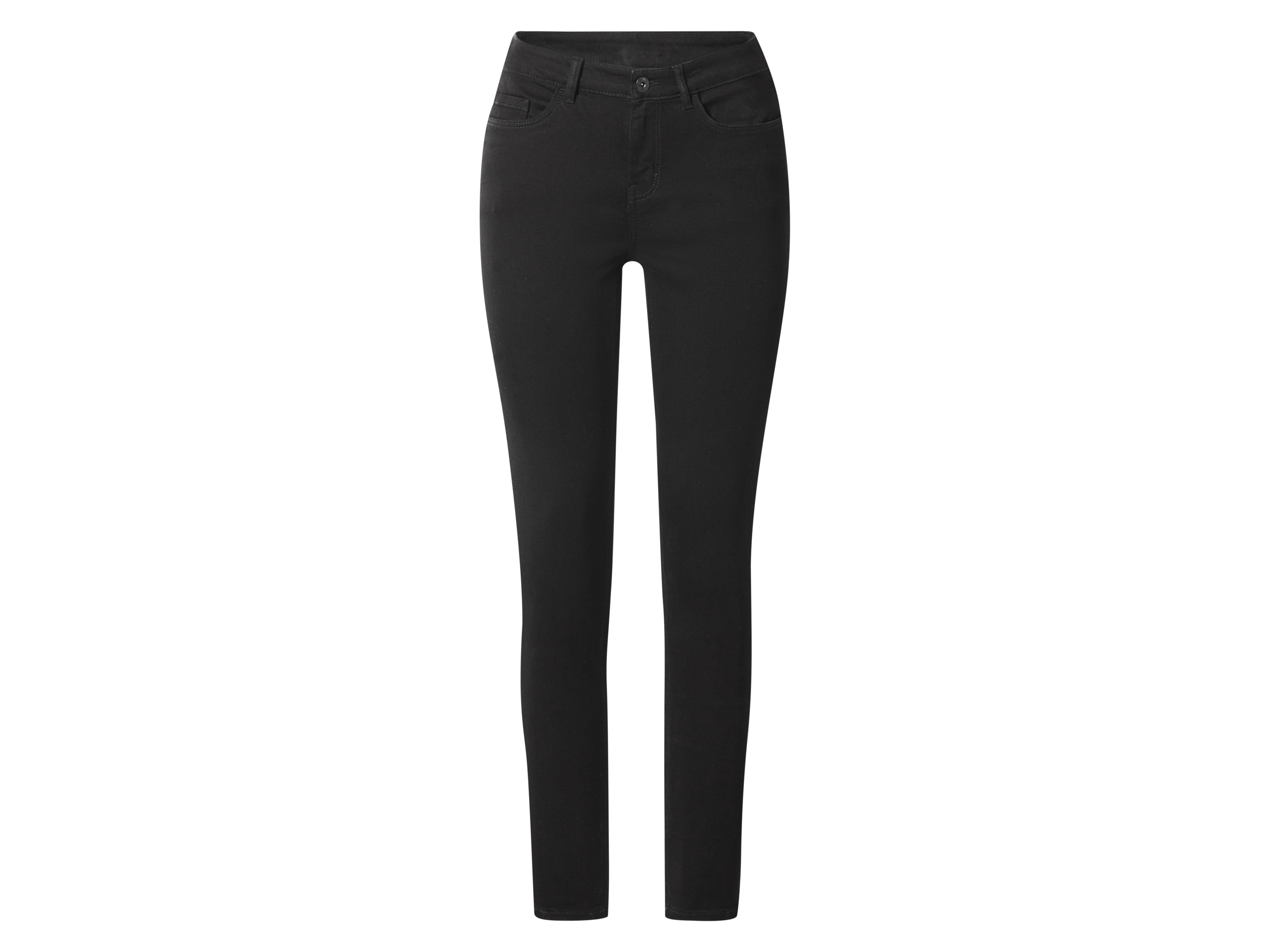 ESMARA® Jeansy damskie push-up premium, skinny fit, regularny stan (Czarny, 44)