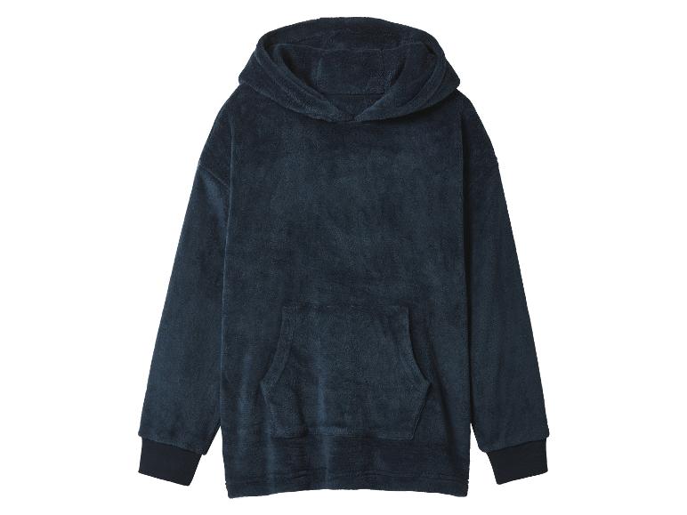 Granatowa puszysta bluza z kapturem
