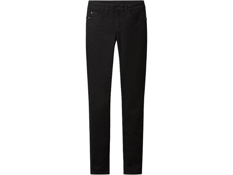 Czarne dżinsy slim-fit z przednimi kieszeniami i zapięciem na guzik.