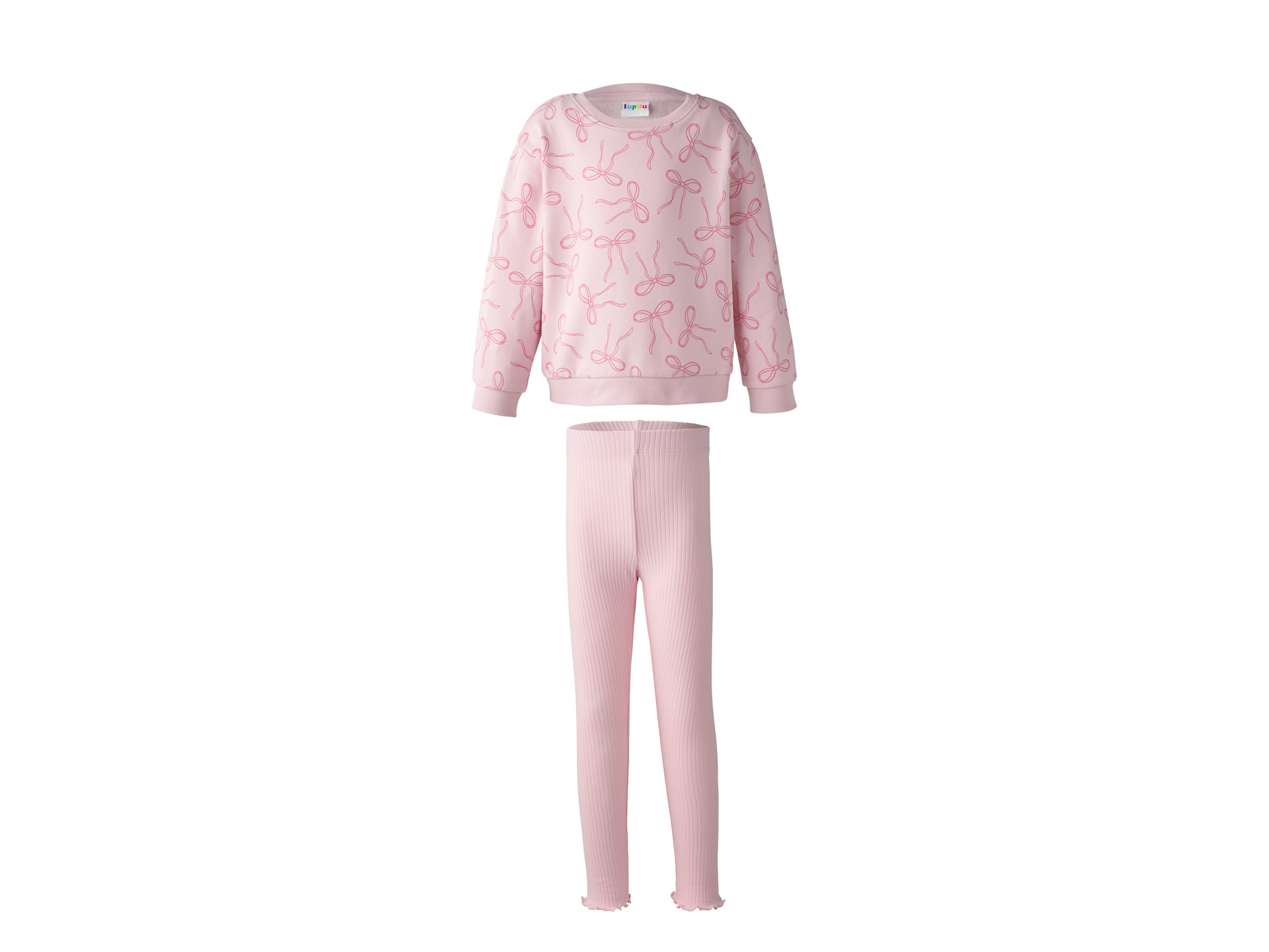 LUPILU® Zestaw dziecięcy: bluza dresowa i spodnie lub legginsy (Różowy, 98/104)