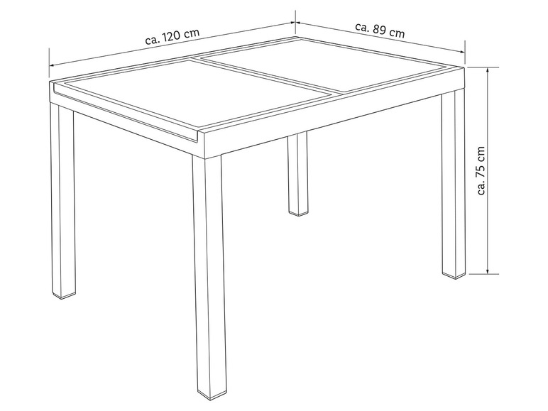 Pełny ekran: LIVARNO home Aluminiowy stół ogrodowy Houston, 120/180 x 90 cm, rozkładany, czarny - zdjęcie 7
