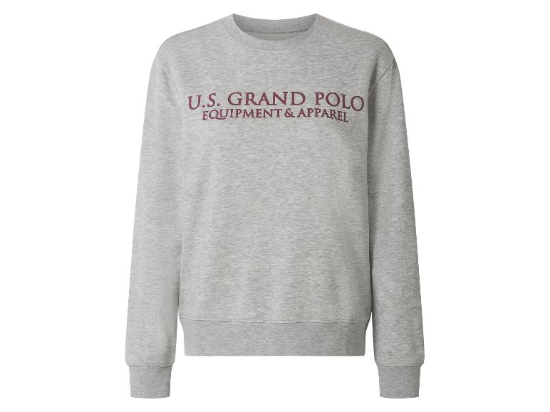 Szara bluza z bordowym napisem 'U.S. GRAND POLO EQUIPMENT & APPAREL'