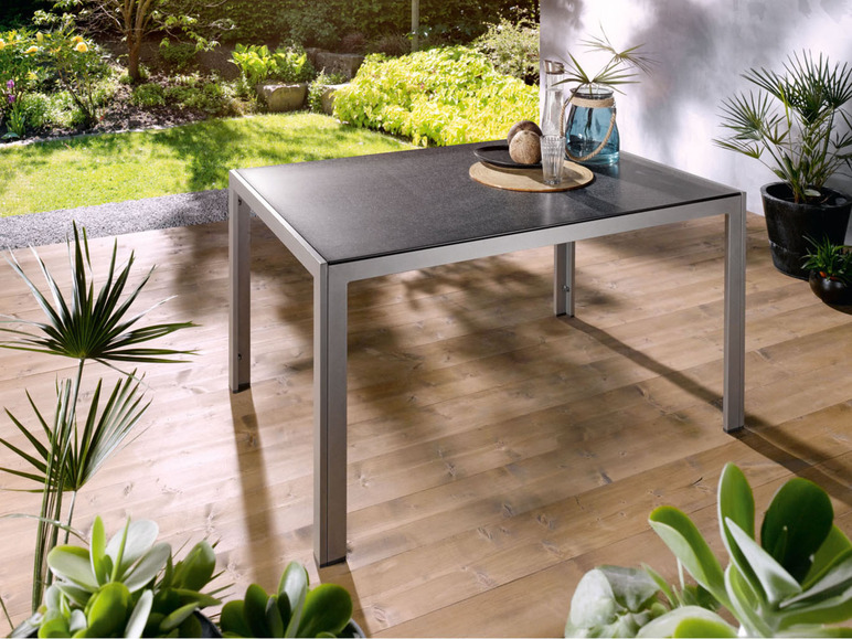 Pełny ekran: LIVARNO home Aluminiowy stół ogrodowy Houston, 140 x 90 cm, z obracanym blatem, srebrny - zdjęcie 4